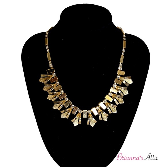 Vintage gold plated necklace with earrings, preowned, crystal embedded - Picture 1 of 10